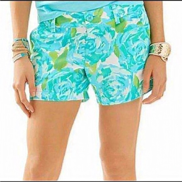 Lilly Pulitzer 5” The Callahan Shorts FIRST IMPRESSION BLUE Rose Floral size 2 - Picture 1 of 16